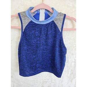 JoyLab Blue Space‎ Dye Sleeveless Crop Top Mock Neck Back Zip Medium F16941597